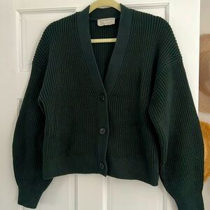Everlane cropped green cardigan size M